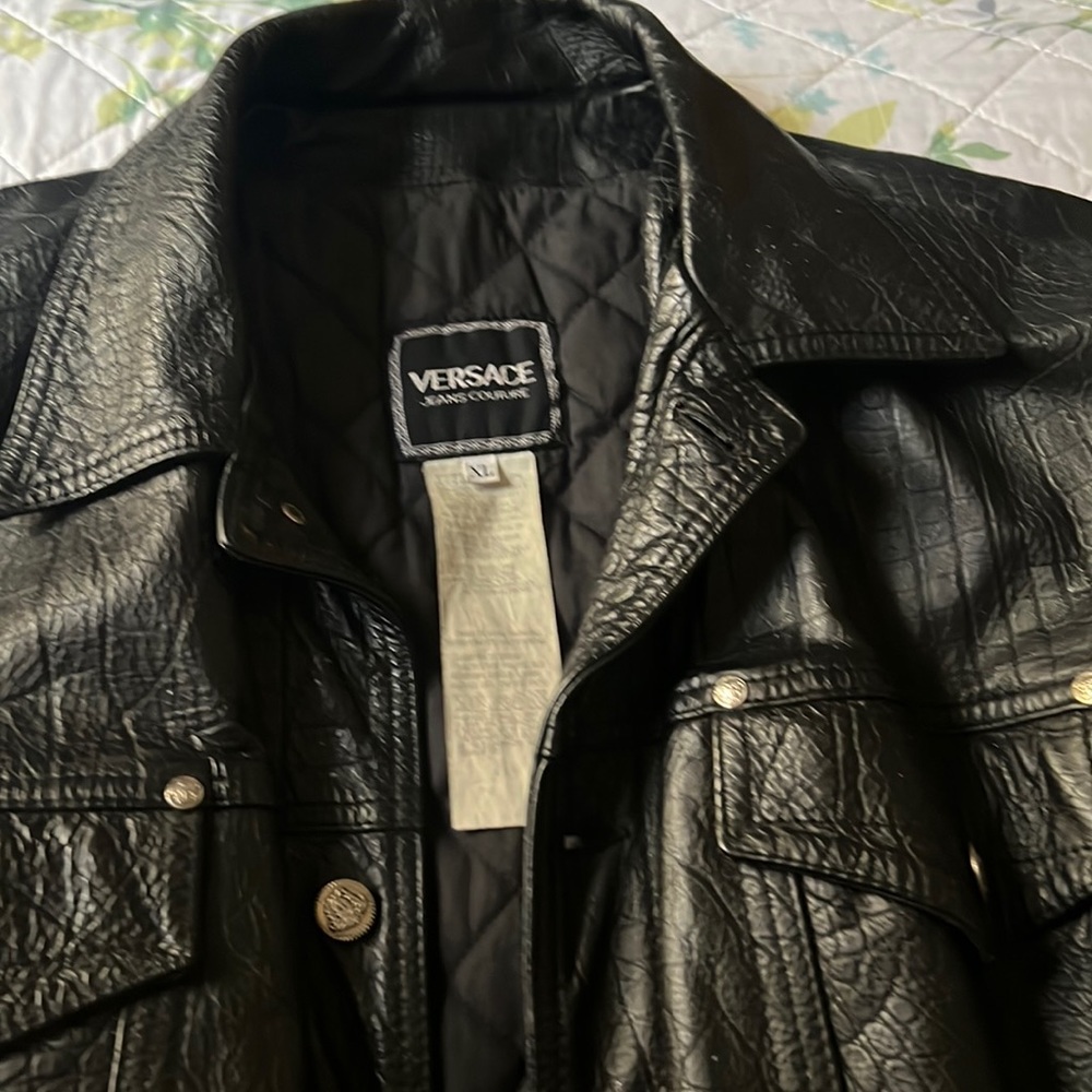 Versace, Black, XL JEAN COUTURE CROC PRINT JACKET
